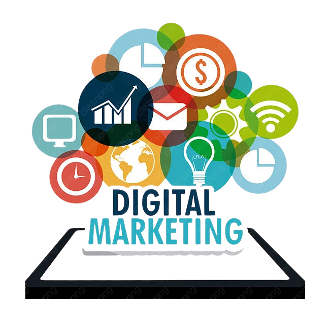 Power of digital marketing showing analytics, SEO, email, social media, and online growth